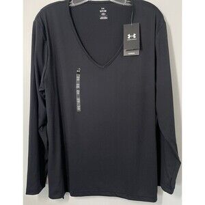 Under Armour V-Neck Meridian Long sleeve Longline Shirt Women’s S Black LooseFit